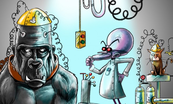 Big Brain Mad Scientist Experiments Brain Swap Cartoon