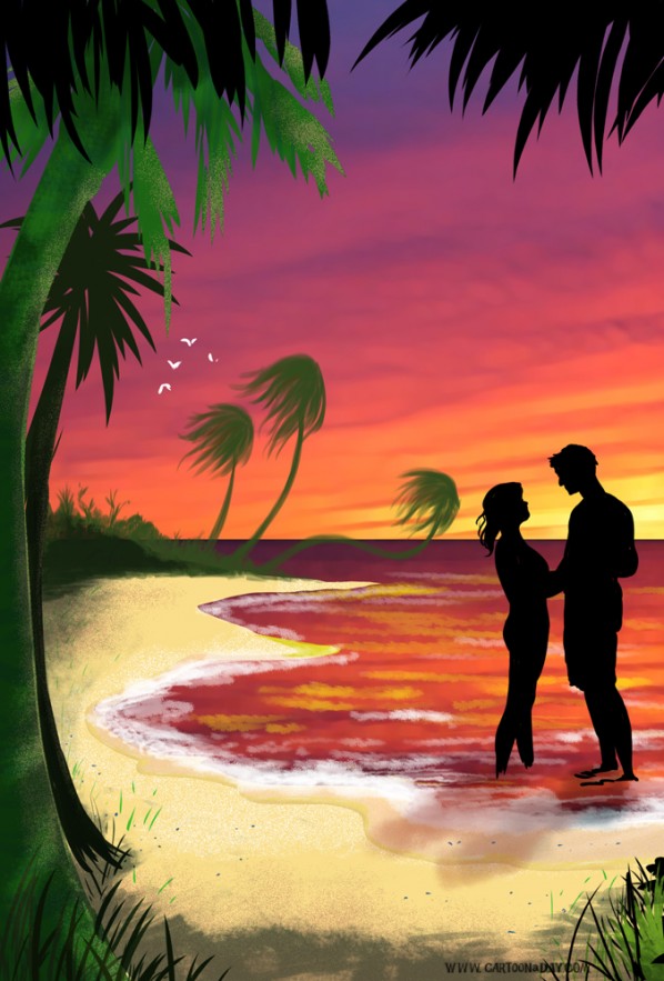 Cartoon Island Paradise Painting Cartoon