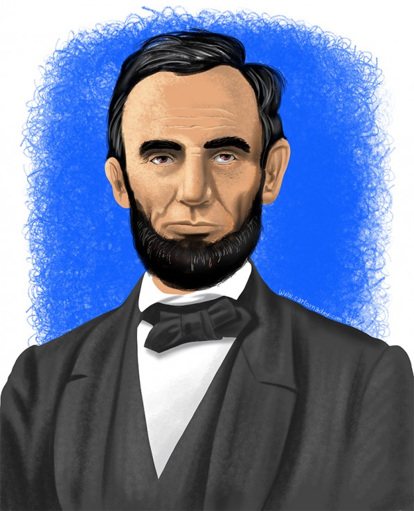 Color Portrait of President Abraham Lincoln Cartoon