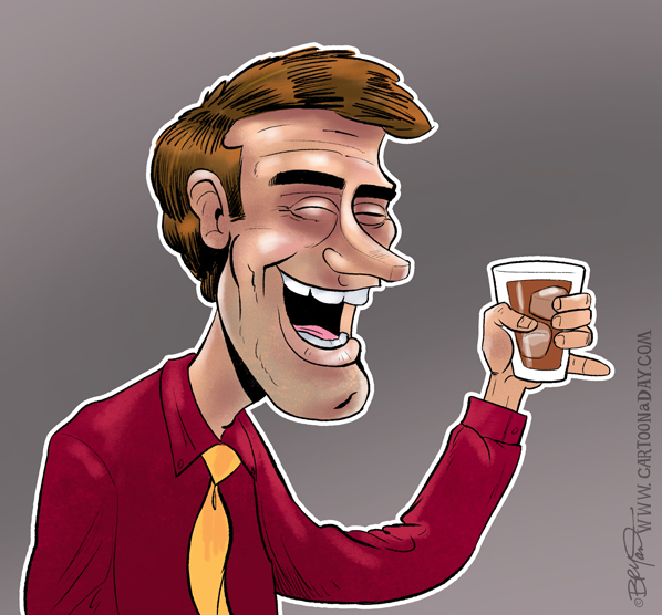 Man Holding Drink Shot Cartoon