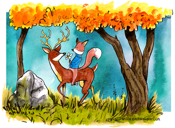 fox-and-deer-in-woods-598